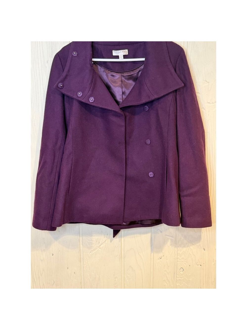 KENAR Purple Pea Coat Large